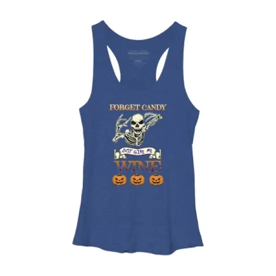 Women's Design By Humans Halloween Costume Forget Candy Just Give Me Wine Gift By TeeShirtMadness Racerback Tank Top image {6}