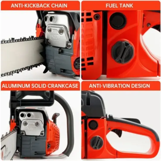 Topteng 68CC Chainsaw Gas 20"/22"/24" for Trees, Wood Cutting 2-Cycle image {2}