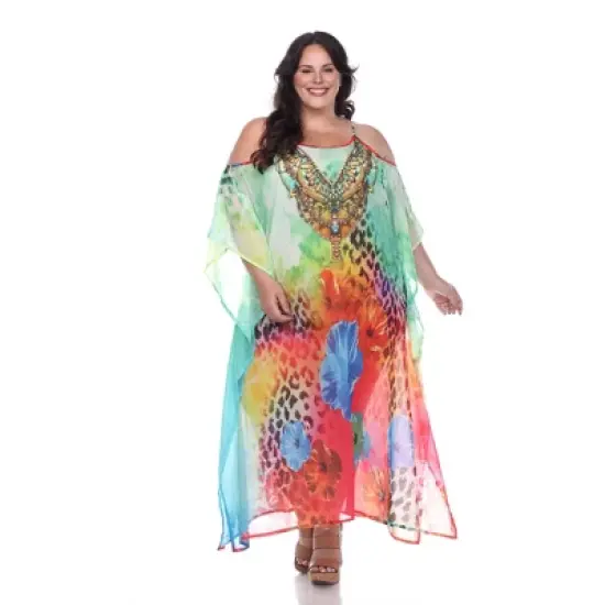 Plus Size Sheer Caftan Maxi Dress - One Size Fits Most Plus - White Mark image {8}