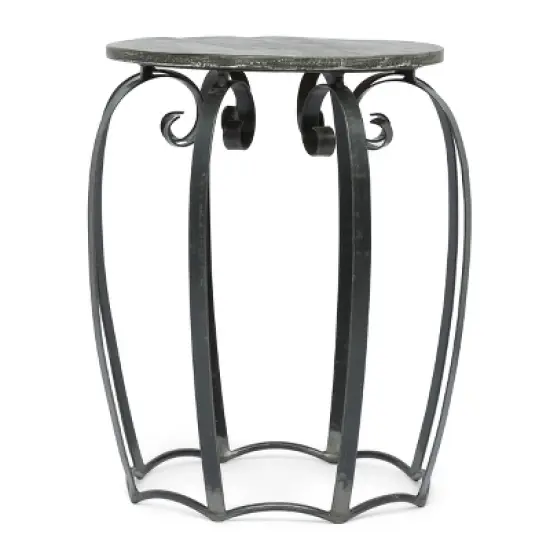 Wiers Modern Industrial Handcrafted Mango Wood Side Table Gray/Black - Christopher Knight Home image {2}