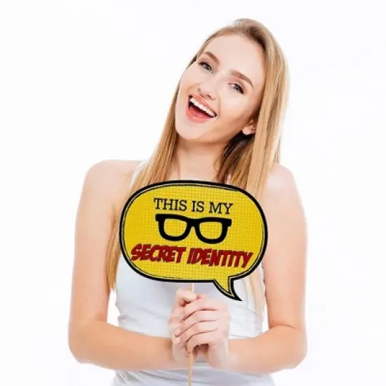 Big Dot of Happiness Funny Bam Superhero - Baby Shower or Birthday Party Photo Booth Props Kit - 10 Piece image {1}