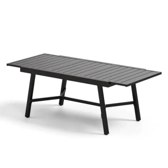 Captiva Designs 1pc Outdoor Patio Dining Spacious Rectangle Black Metal Table with Steel Frame image {17}