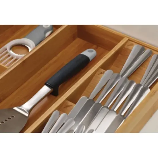 Joseph Joseph DrawerStore Bamboo Cutlery Utensil and Gadget Organizer: In-Drawer Silverware & Utensil Holder, Light Brown image {4}