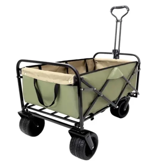 DSVIMOY Collapsible Foldable Wagon Cart, Beach Wagon Utility Cart for Camping Shopping Sports Gardening Fishing, Green, 35.04"*24.41"*38.58" image {4}