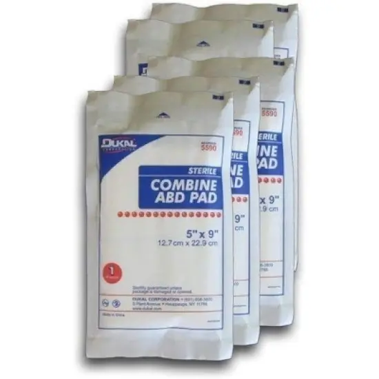 Dukal 5590 Sterile Combine ABD Pad 5 in. x 9 in. (Pack of 5) image {6}