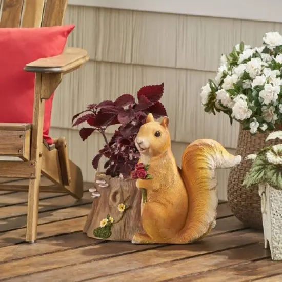 Christopher Knight Home 19" Wide Mohar Concrete Outdoor Novelty Squirrel Planter Brown image {1}