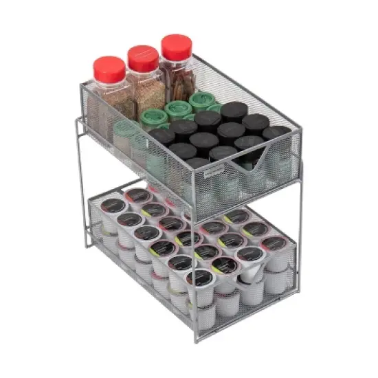 Mind Reader Stackable Paper Tray, Desktop Organizer, File Storage, Office, Metal Mesh, 10.5"L x 13.25"W x 7.5"H, 2 Pcs, Silver image {2}