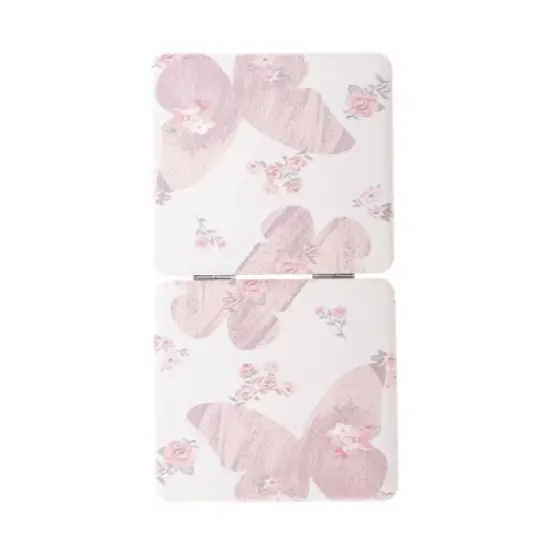 Unique Bargains Women Anti-skid Square Shape Handheld Mirror for Travel Pink 1 Pc image {3}