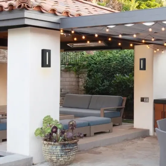 C Cattleya 2-Light Matte Black Integrated LED Hardwired Outdoor Wall Light with Frosted Glass Shade image {4}