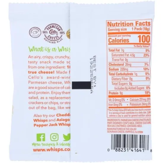 Whisps Parmesan Cheese Crisps - Case of 12/.63 oz image {2}