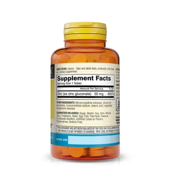 Mason Natural Zinc 50mg Dietary Supplement Tablets - 100ct image {1}