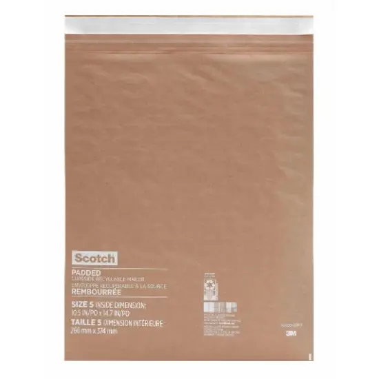 Scotch 10.5"x14.7"Curbside Recyclable Mailer Size 5: Self-Adhesive Padded Shipping Envelopes, Tan image {12}