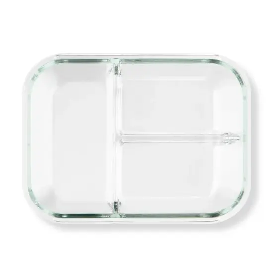 Pyrex 3.8 Cup 3 Compartment Rectangular MealBox Glass Food Storage Container image {1}