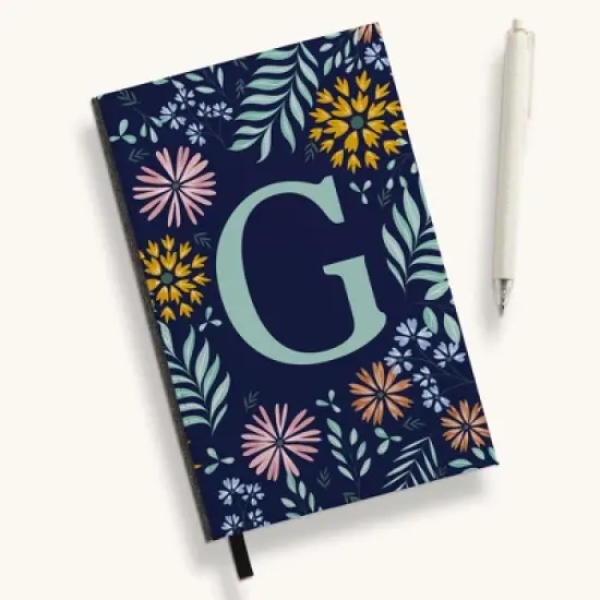 Personalization Mall Flowery Initial Personalized Journal Mint/Navy image {7}