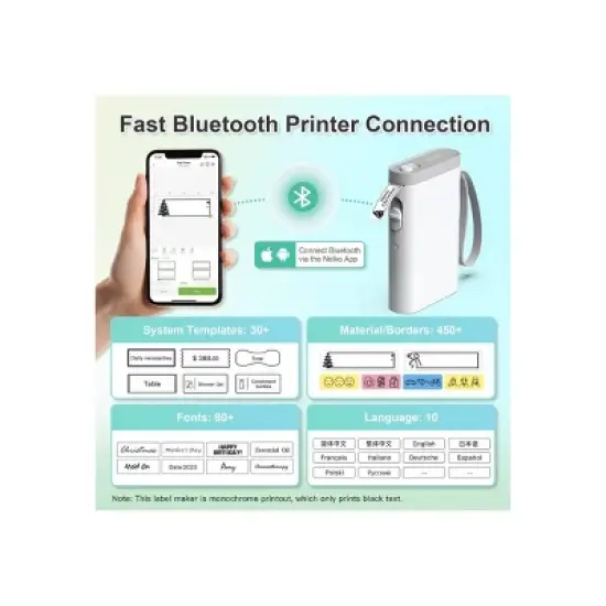 Nelko P21 Bluetooth Label Printer White with 14x40mm 100pc Roll and 14x40mm 180pc Roll image {9}