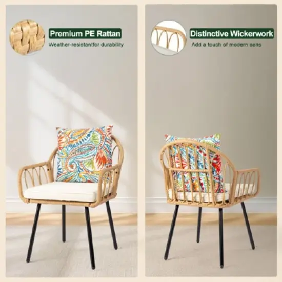 Patio 5-Piece Wicker Dining Set with Cushions image {6}