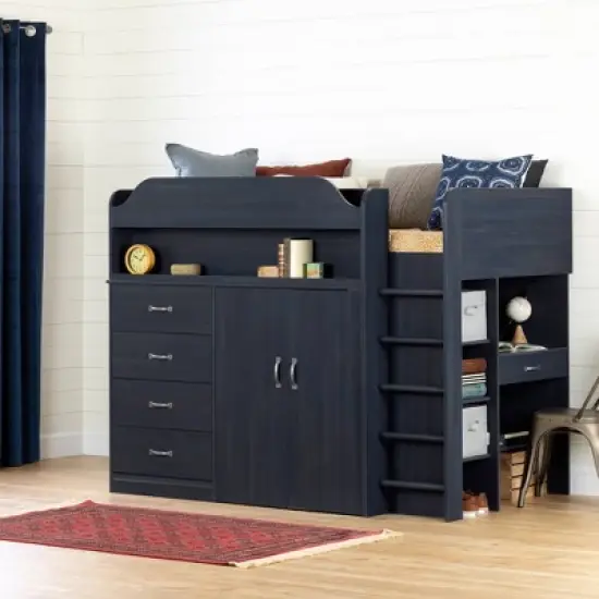 Twin Asten Loft Bed with Desk  Blueberry  - South Shore image {3}