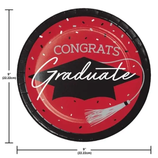 Creative Converting 9" Graduate School Spirit Red Paper Plates 54ct image {3}