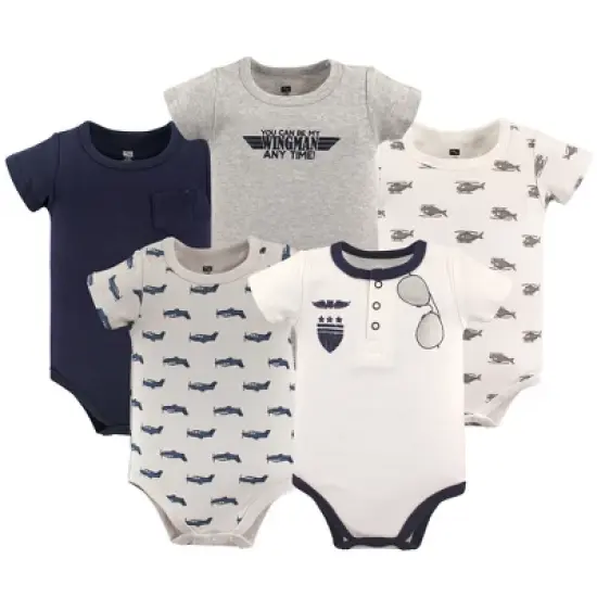 Hudson Baby Infant Boy Cotton Bodysuits 5pk, Wingman image {1}