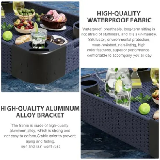 YARDSIGHT Aluminum Frame Floating Tray:Design for Pool Floats, Sandbars, Spas, and Parties , Perfect for Serving Drinks and Brunch. image {3}