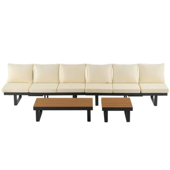 Outdoor Modular Sectional Sofa Set with Coffee Table, Side Table, and Adjustable Reclining Seats image {5}