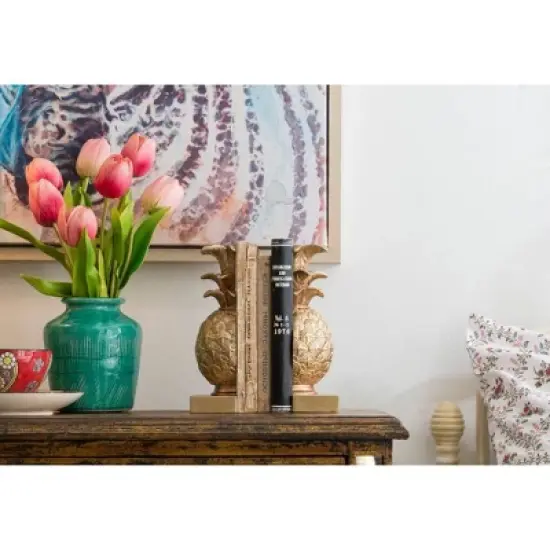 2pc Pineapple Bookend Set Bronze - Storied Home image {3}