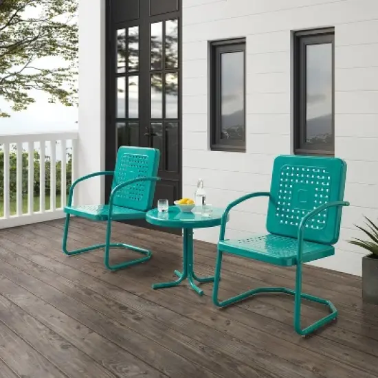Bates 3pc Outdoor Chair Set - Turquoise - Crosley image {7}