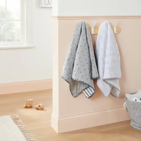 Jersey Knit Reversible Blanket Two by Two - Cloud Island&trade; Gray image {1}