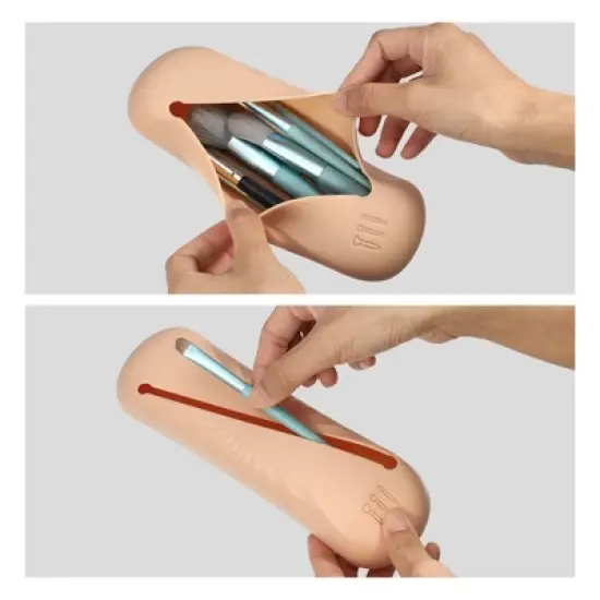 Unique Bargains Travel Makeup Bag Makeup Brush Holder Portable Makeup Organizer Bag Waterproof Silicone 1 Pcs image {4}