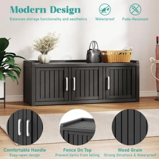 Yardgrace Storage Benches 120 Gallon 2-Door/3-Door Shoe Cabinet Resin Shoe Bench with Storage for Shoes Accessories image {6}