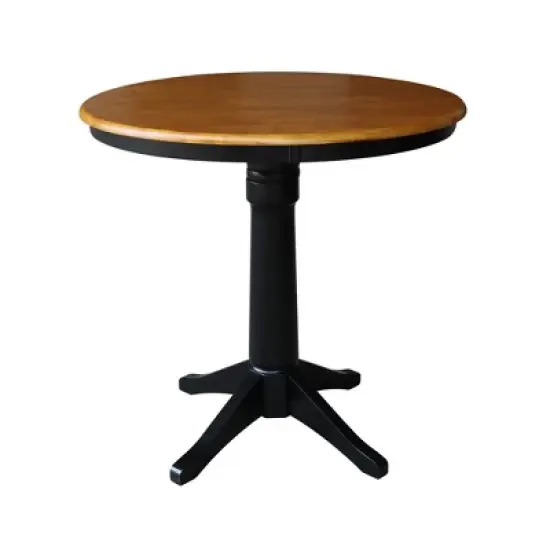 36" Mark Round Top Pedestal Table Black/Cherry - International Concepts image {7}