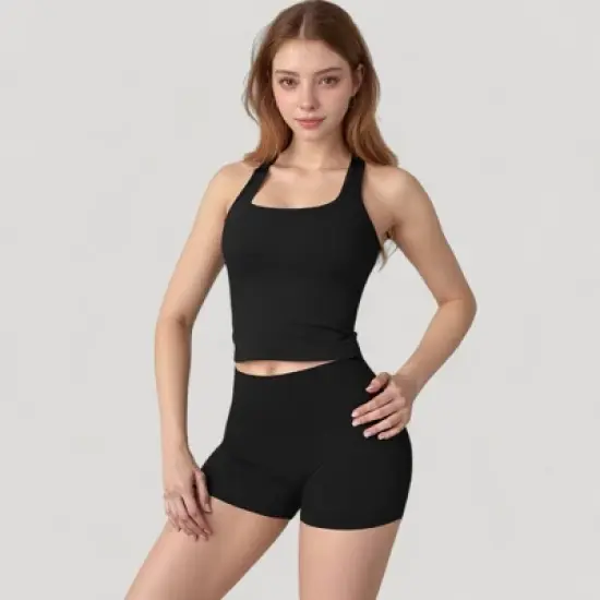 Anna-Kaci Active Women's Square Neck Active Tank Top with Built-In Bra and Racerback Design for Comfort and Movement image {5}