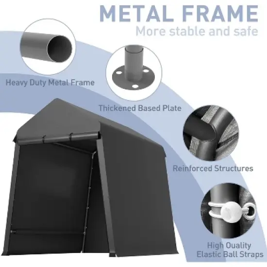 6X8 Ft Outdoor Portable Storage Shelter Shed with Roll Up Doors,Suitable for Garage Storage Shelter for Motorcyc,ATV and Garden Tools image {3}