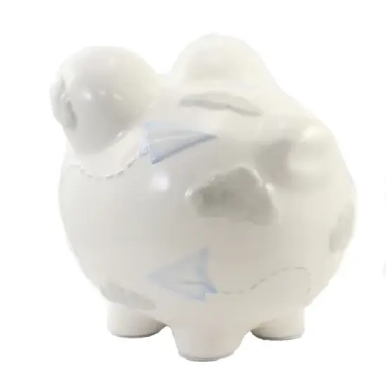 Bank Paper Airplane Piggy Bank  -  One Bank 7.75 Inches -  Money Savings  -  36906.  -  Ceramic  -  White image {2}