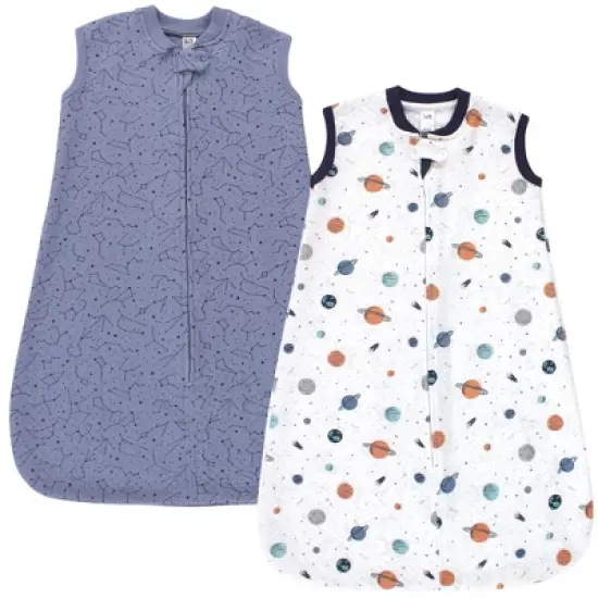 Hudson Baby Infant Boy Premium Quilted Sleeveless Sleeping Bag and Wearable Blanket, Space image {3}