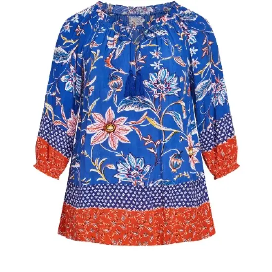 Women's Plus Size Brea Peasant Top - blue | AVENUE image {2}