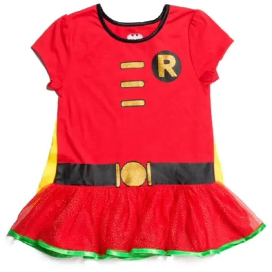 DC Comics Robin Girls Cosplay T-Shirt Dress Leggings and Cape 3 Piece Toddler  image {1}