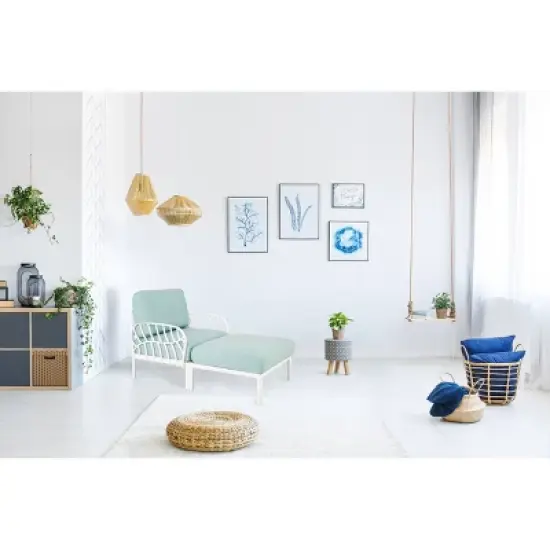 Laurel Outdoor Chaise Lounge with Cushion - White/Seafoam - Lagoon image {2}