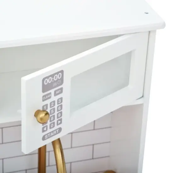 Teamson Kids Little Chef Boston Classic Kids Kitchen Playset, White/Natural image {8}