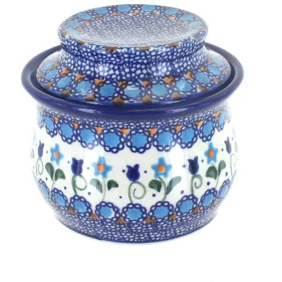 Blue Rose Polish Pottery 549 Vena French Butter Dish image {9}