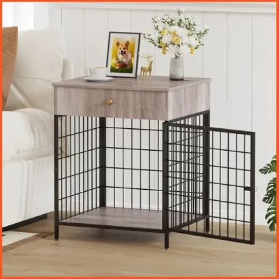 Decorative Dog Crate Furniture for Small Dog, Dog House Indoor, Decorative Dog Kennel with Drawer image {7}