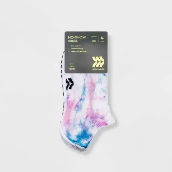 Women's Cushioned Tie-Dye 4pk No Show Athletic Socks - All in Motion&trade; 4-10 image {1}
