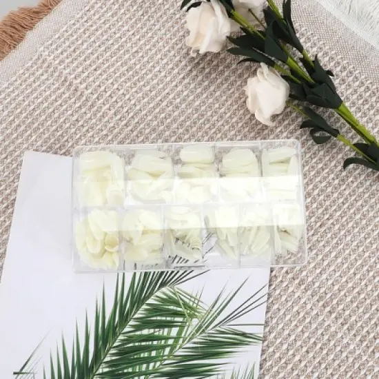 Unique Bargains Women's Oval Shape Fake Nails Beige 1 Set image {4}