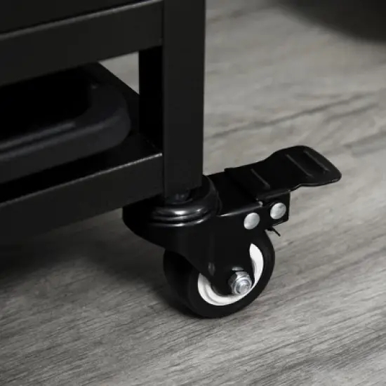 PawHut Heavy Duty Dog Cage Metal Kennel and Crate Dog Playpen with Lockable Wheels, Slide-out Tray and Anti-Pinching Floor image {7}