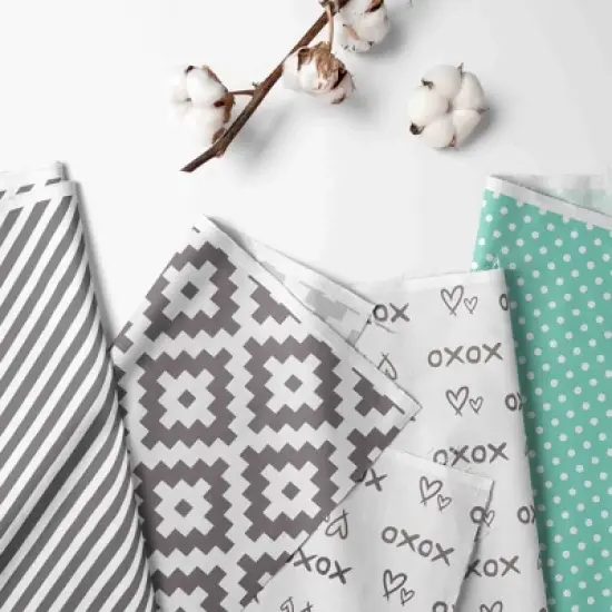 Bacati - Love Aztec Design/Print Gray Mint 4 pc Crib Bedding Set with Diaper Caddy image {1}