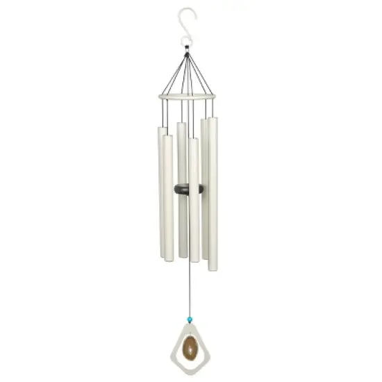 Alpine Corporation 39" White Tuned Aluminum Wind Chime: Creme Gemstone, No Assembly, Outdoor Decor image {5}