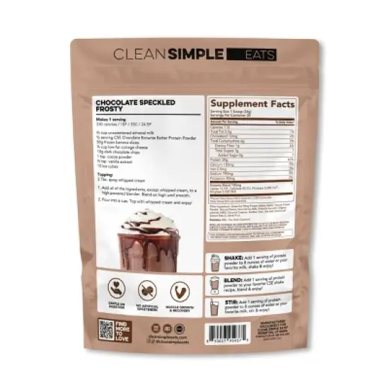 Clean Simple Eats Protein Powder - Chocolate Brownie Batter - 36oz/30 Servings image {7}