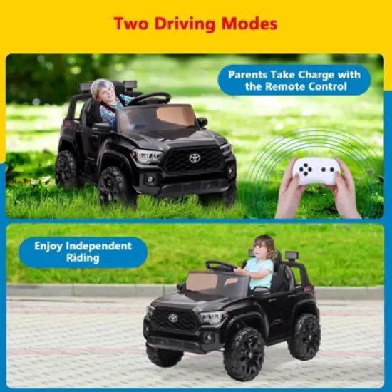 Kids Ride On Truck, Licensed Toyota Tacoma Car, 12V Battery Powered Electric Car with Remote Control,  Ride On Toy Car with lights Music for Kids 3-6 image {3}
