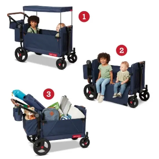 Radio Flyer Atlas Kid and Cargo Stroller Wagon - Blue image {6}
