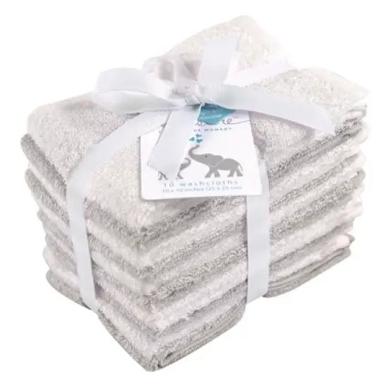 Little Treasure Baby Unisex Rayon from Bamboo Luxurious Washcloths, Gray White, One Size image {1}